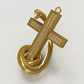 Luxury Gold Cross Jewelry Pendant with Coiled Snake Design and Sparkling Diamonds