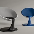 Stylish Gray and Blue Lounge Chairs with Modern Curved Frame and Round Base Design
