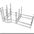 Metal Frame Construction Structure With Multiple Steel Bars And Support Beams