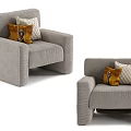 Modern Single Sofa With Soft Fabric Upholstery And Decorative Throw Pillows 3d model