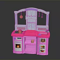 Pink Kids Toy Kitchen With Oven Countertop And Storage Shelves