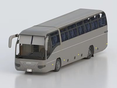 Modern Gray Volvo Passenger Bus With Large Windows And Blue Seats 3d model