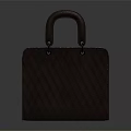 Dark Colored Square Shaped Leather Handbag With Quilted Diamond Pattern And Top Handles 3d model