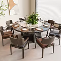 Modern Dining Table and Chair Round Dining Table 3d model
