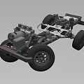 Racing Car Chassis Model With Metal Frame Wheels And Mechanical Components 3d model