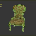 Classic Vintage Wooden Armchair With Floral Pattern Upholstery And Carved Accents