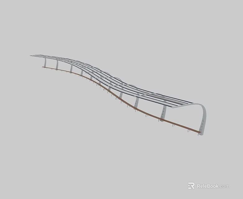 Elegant Flush Door Design Featuring Curved Structure And Durable Metal Frame 3d model 