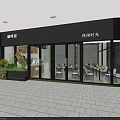 Cafe Shop in Mall with Glass Facade Green Plants and Outdoor Seating Area