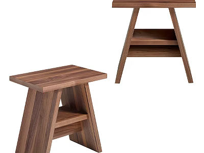 Modern Wooden Side Table With Simple Design And Lower Storage Shelf Structure 3d model