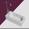Luxurious White Marble Bathtub With Chrome Shower Fixture On Purple Background