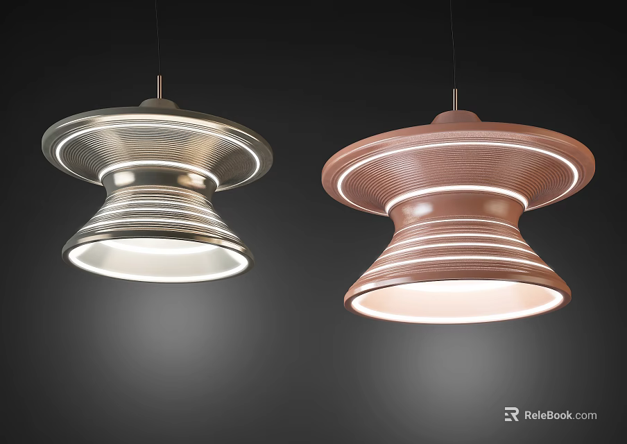 Modern Chandeliers Featuring Layered Circular Design With Metallic And Wooden Finish Illuminated 3d model 