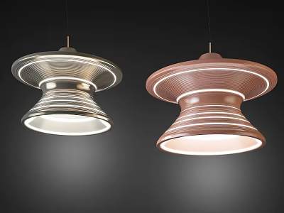 Modern Chandeliers Featuring Layered Circular Design With Metallic And Wooden Finish Illuminated 3d model