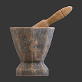 Handcrafted Wooden Mortar And Pestle With Natural Wood Texture For Grinding