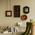 Other Decor Elements With Wall Frames Lighted Art Wooden Plate And Candles 3d model