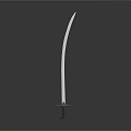 Scimitar Weapon With Curved Blade And Metal Hilt On Dark Background