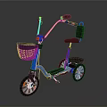 Blue Electric Bike With Front Basket Black Seat And Red Accent Wheels