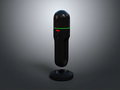 Modern Black Microphone Featuring Green Ring Red Logo Sleek Design And Stable Stand 3d model
