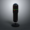 Modern Black Microphone Featuring Green Ring Red Logo Sleek Design And Stable Stand 3d model