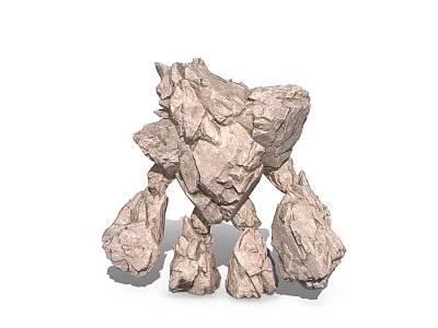 Giant Rock Formed Monster Character With Rugged Stone Texture For Games And Movies 3d model