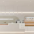 Modern Dessert Shop Interior With Glass Display Cases Pastries Wooden Flooring And Pendant Lights