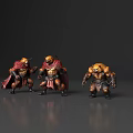 Three Fantasy Horned Warrior Figures In Detailed Armor With Red Capes