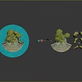 Miniature Island Landscape Model With Green Trees Yellow Rocks Small Boat And Blue Water