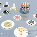 Diverse Assorted Food Collection with Cakes Sandwiches Fruits Desserts and Main Dishes