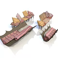 Modern Sectional Sofa With Striped Cushions Colorful Upholstery And Comfortable Design
