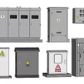 Industrial Electrical Enclosures With Warning Signs Various Designs And Control Panels