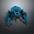 Blue Orange Mechanical Spider Robot With Multi Legged Structure Design 3d model