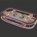 Computer Internal Frame Structure With Circuit Board Red Cooling Parts And Metal Components 3d model