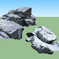 Natural Snow Covered Rock Pile With Winter Outdoor Scenic Landscape Elements