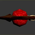 Curved Top Brown Beige Staff With Red Orb Mythical Fantasy Design