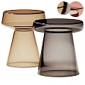 Modern Transparent Side Tables With Amber And Smoke Glass Design For Living Room