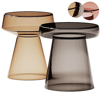 Modern Transparent Side Tables With Amber And Smoke Glass Design For Living Room 3d model