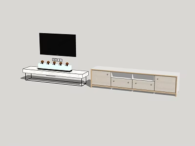 Modern TV Stand with TV Decorative Items Drawers and Cabinet Doors 3d model
