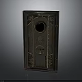 Vintage Metal Safe Furniture With Ornate Carvings Skull Design Round Window And Knob