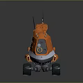 Orange Mars Rover Exploring Planetary Terrain With Robotic Wheels And Scientific Instruments