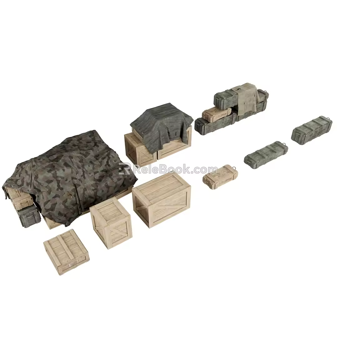 Dock Cargo Box Wooden Box ammunition box 3d model