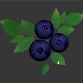 Organic Fresh Ripe Blueberries With Green Leaves On Dark Background
