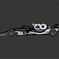 Blue And White Formula 1 Racing Car With AT&T Paul Sponsorship And Streamlined Design