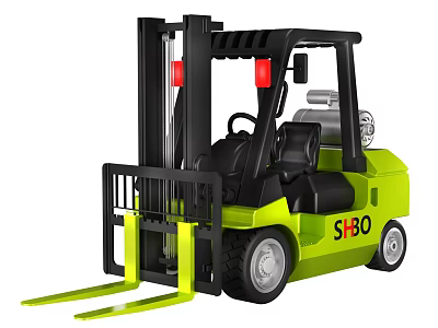 Green Industrial Forklift With Modern Design And SBO Branding For Warehouse Operations 3d model