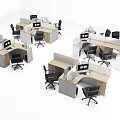 Modern Office Workstations With Partition Panels Computer Monitors And Ergonomic Chairs 3d model