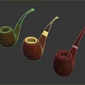 Unique Handmade Wooden Smoking Pipes With Various Designs Dark Brown Red Tones And Stem Accents