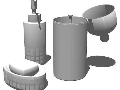 Modern Bathroom Accessories Including Soap Dispenser Toothbrush Holder And Soap Dish 3d model