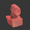 Stone Sculpture Artwork with Hand Holding Rock Placed on Square Base