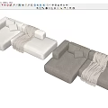 Cream Style Sofa Double Sofa Small Sofa Fabric Sofa Casual Sofa L-shaped Sofa Right Angle Sofa Milk White Sofa 3d model