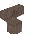 Rustic Wooden Corner Desk With Drawers And Open Shelf Design