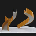 Two Spiral Staircases Architectural Model With Orange White Curved Structure 3d model