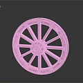 Car Wheel Component With Wooden Spoked Design Riveted Rim And Central Hub